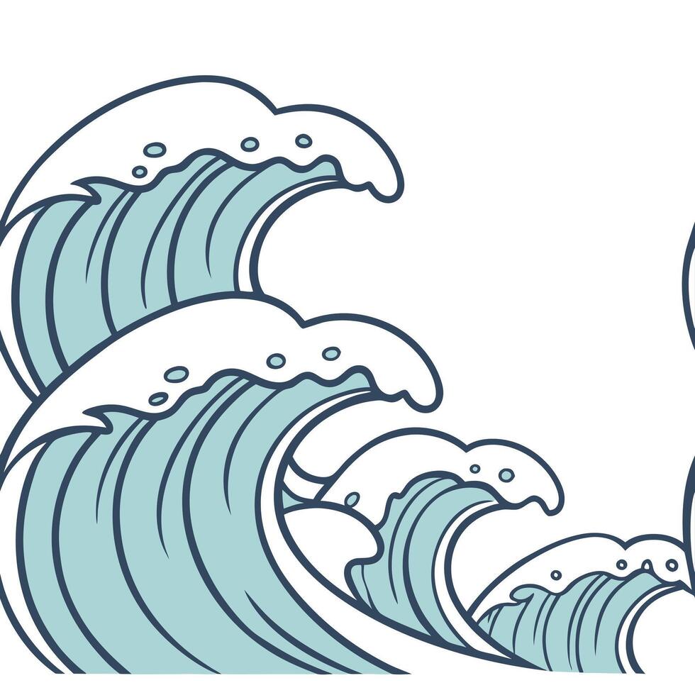 Soft summer waves seamless pattern with gentle rolling waves and pastel tones for a relaxed ocean atmosphere concept as Relaxed ocean atmosphere with gentle rolling waves and paste Clean Pro vector