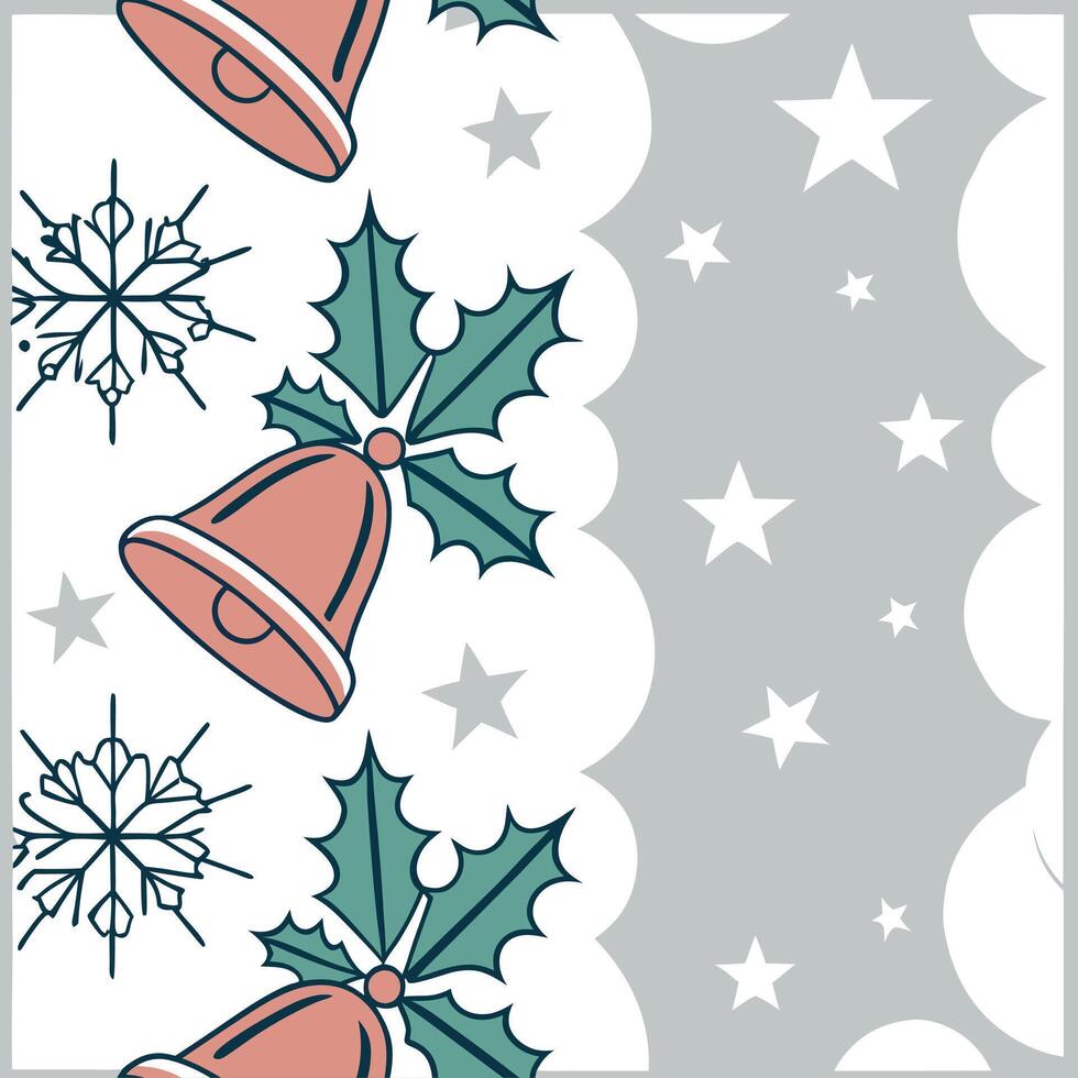 Sparkling Christmas bells and snowflakes seamless tile pattern with festive accents concept as Festive accents with sparkling Christmas bells and snowflakes create seamless tile pa Clean Pro vector