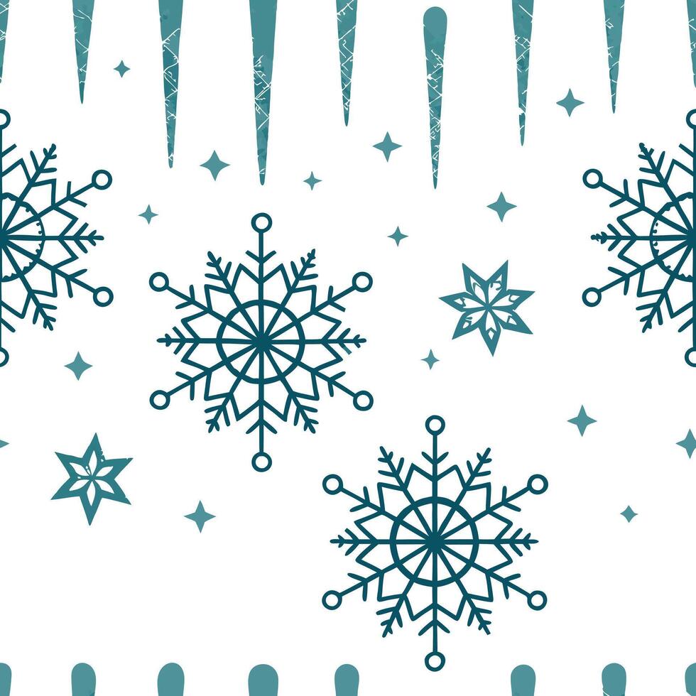 Sparkling snowflake and icicle seamless tile pattern with glittery winter accents concept as Glittery icicles paired with sparkling snowflakes create a seamless tile pattern with g Clean Pro vector