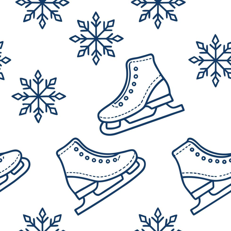 Sparkling ice skates and snowflakes seamless tile pattern with winter sports flair concept as Ice skates adorned with sparkling snowflakes create a seamless tile pattern with a win Clean Pro vector