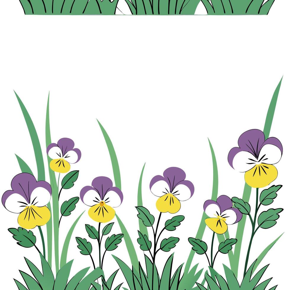 Spring garden seamless pattern with violets and pansies for natural garden spaces concept as Natural spring garden design featuring violets and pansies arranged in a seamless patte Clean Pro vector
