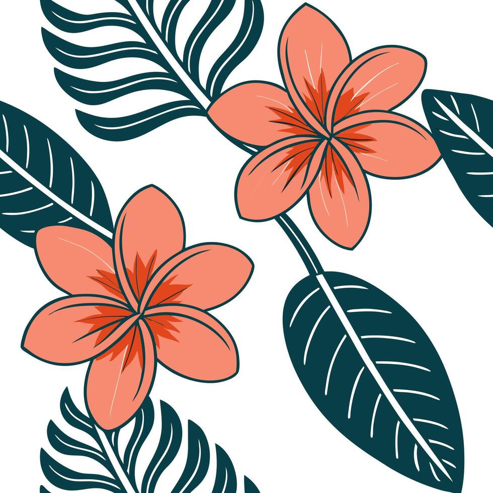 Summer flowers seamless pattern with tropical blooms and bright bold colors for an exotic vibrant feel concept as Exotic summer flowers pattern with tropical blooms and bold bright Clean Pro vector