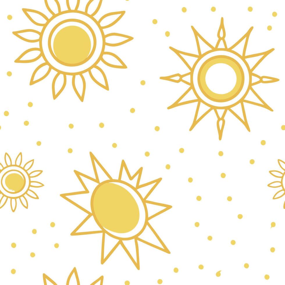 Summer sun seamless tile pattern with sun motifs and light yellow gradients for a fresh cheerful home concept as Sun motifs and light yellow gradients in a seamless pattern for bri Clean Pro vector