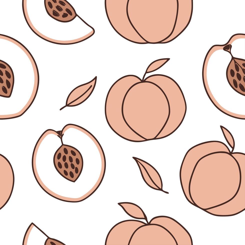 Sweet peach and nectarine seamless tile pattern with soft pastel colors for a mellow summer vibe concept as Soft pastel peaches and nectarines create a seamless tile pattern bringi Clean Pro vector