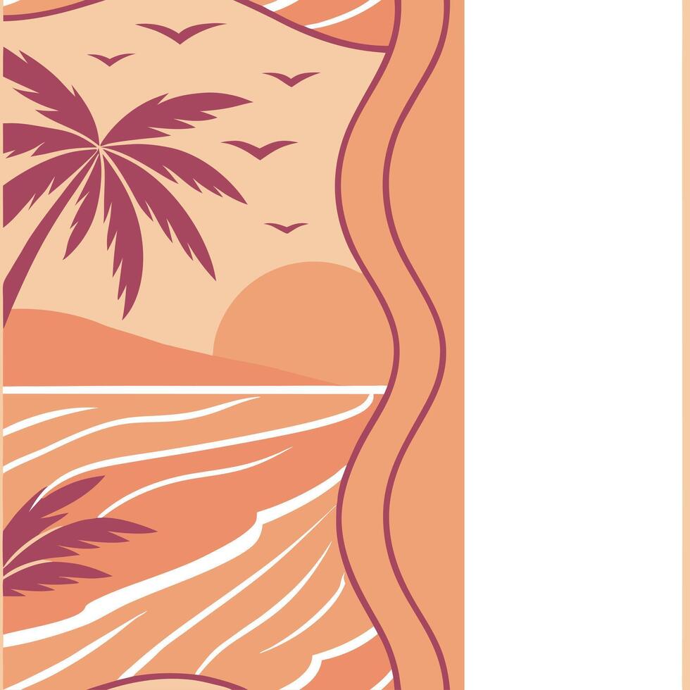 Sunset over the ocean seamless tile pattern with warm orange and pink hues for a vibrant beach vibe concept as Warm orange and pink hues from a sunset over the ocean create a vibra Clean Pro vector