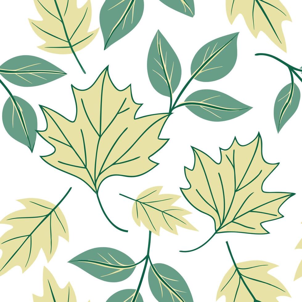 Sunlit summer leaves seamless tile pattern with soft green and yellow tones for bright interiors concept as Soft green and yellow leaves arranged seamlessly for bright sunlit inter Clean Pro vector