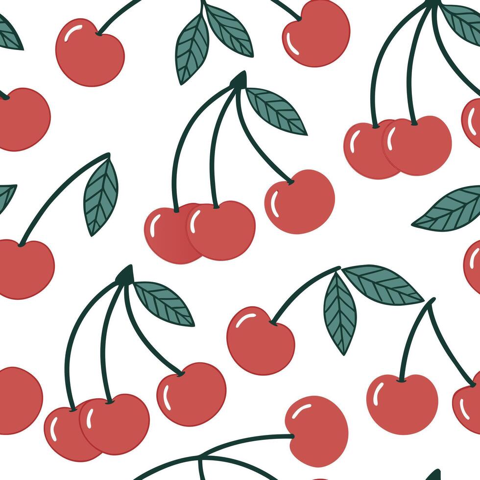 Tart cherries seamless tile pattern with vibrant red hues and a touch of sweetness for a summer vibe concept as Tart cherries with vibrant red hues create a sweet and tart seamless Clean Pro vector