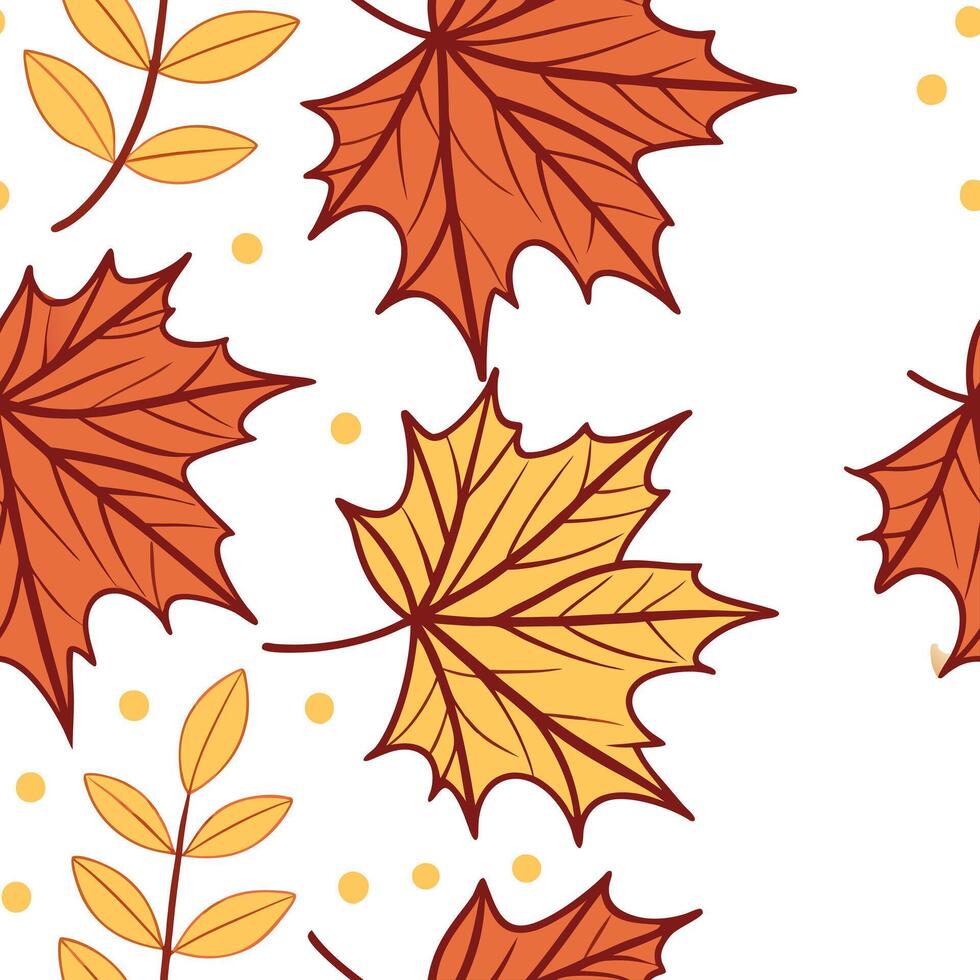 Thanksgiving leaves seamless pattern with rich autumn colors of red orange and yellow for a warm harvest inspired look concept as Warm Thanksgiving pattern with red orange and yell Clean Pro 10 vector