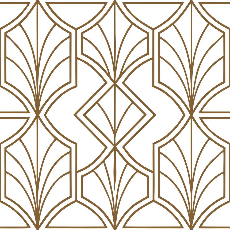 Traditional Art Deco and geometric shapes seamless tile pattern with metallic accents concept as Metallic accents highlight traditional Art Deco geometric shapes in seamless tile p Clean Pro vector