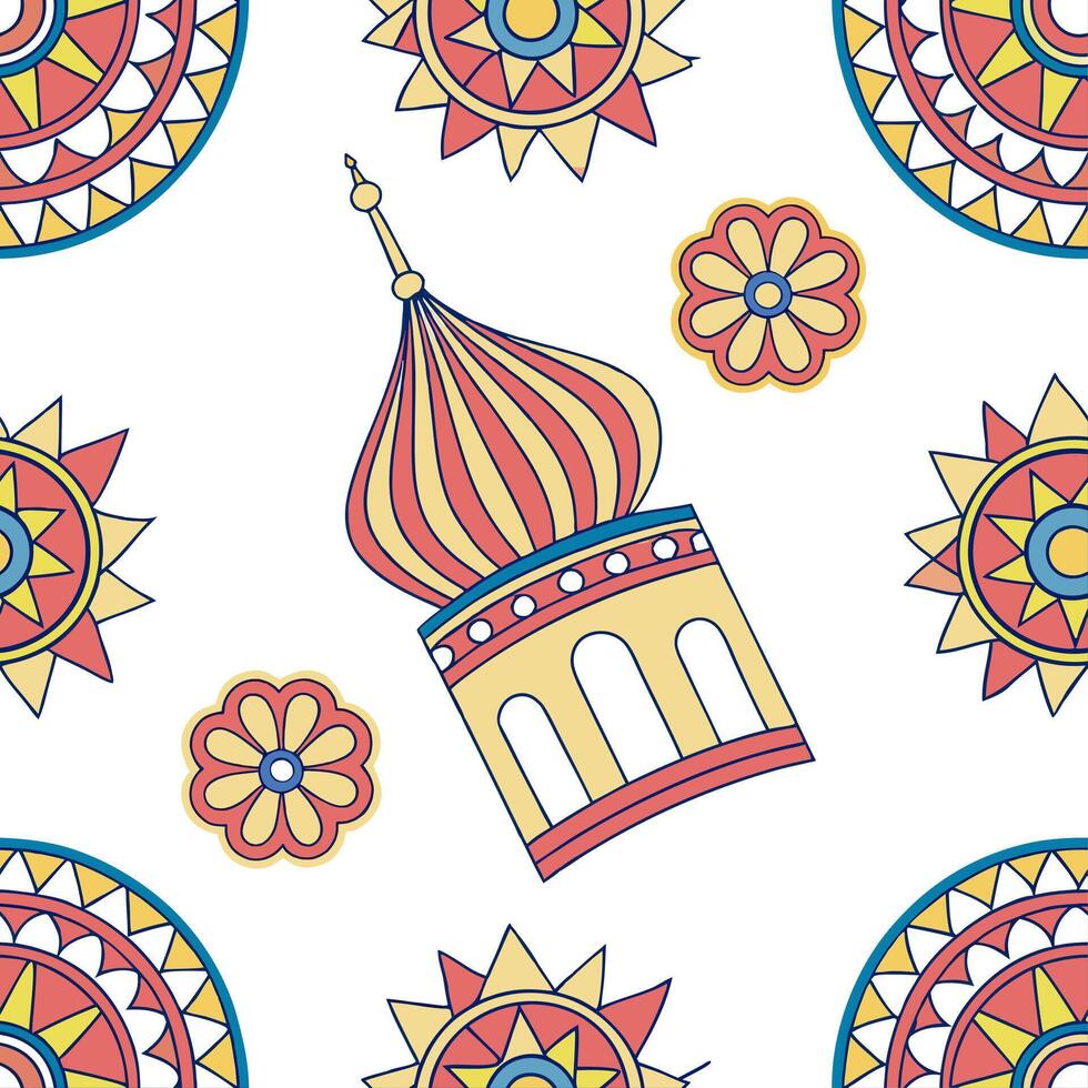 Traditional cultural festivals and dance motifs seamless tile pattern with bright colors concept as Bright colors highlight traditional cultural festivals and dance motifs in seaml Clean Pro vector