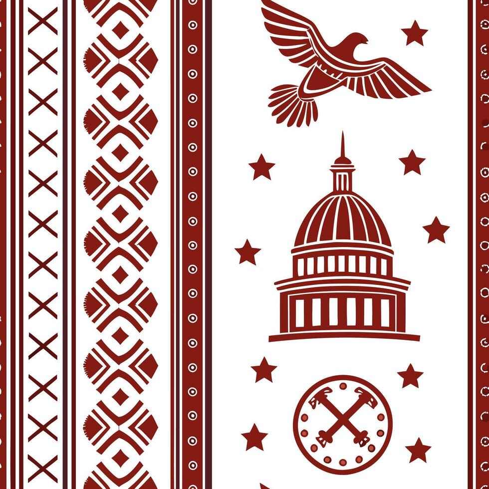 Traditional symbols seamless pattern with tribal designs and earthy tones for a grounded cultural aesthetic concept as Tribal designs with traditional symbols and earthy tones crea Clean Pro 16 vector