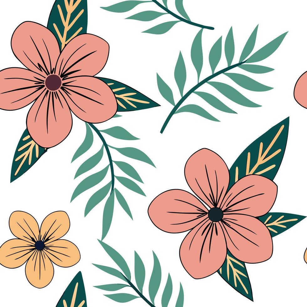 Tropical Anemone seamless pattern with vibrant colors and exotic elements on white concept as Vibrant tropical Anemone flowers with exotic elements forming lively seamless pattern Clean Pro vector