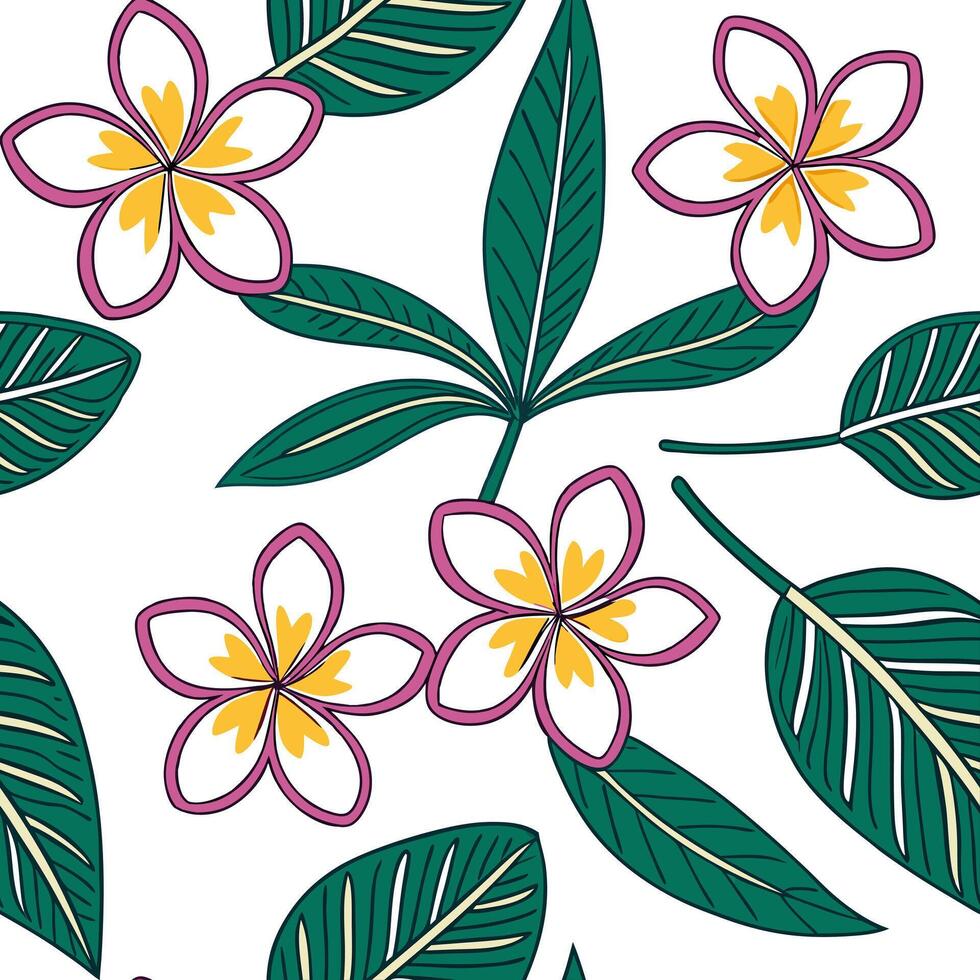 Tropical clover seamless pattern with vibrant colors and exotic elements on white concept as Vibrant tropical clovers with exotic elements forming a lively seamless pattern perfect Clean Pro vector
