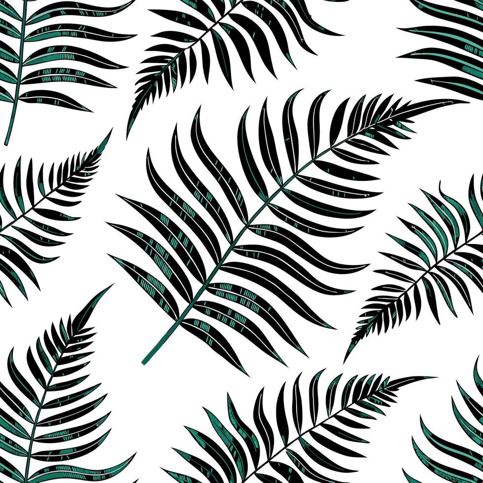 Tropical fern seamless tile pattern with vibrant green ferns and tropical leaves on a white background ideal for sunny kitchens concept as Vibrant green ferns and tropical leaves o Clean Pro 3 vector