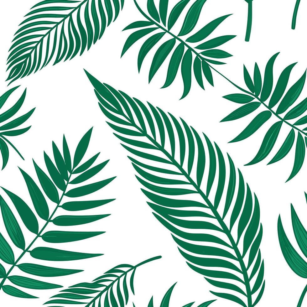 Tropical fern seamless tile pattern with vibrant green ferns and tropical leaves on a white background ideal for sunny kitchens concept as Vibrant green ferns and tropical leaves o Clean Pro vector