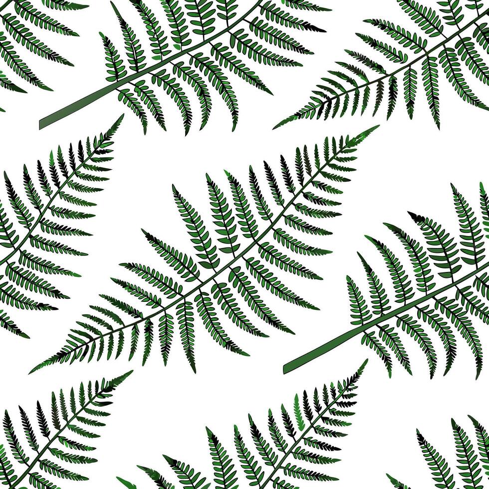 Tropical fern seamless tile pattern with vibrant green ferns and tropical leaves on a white background ideal for sunny kitchens concept as Vibrant green ferns and tropical leaves o Clean Pro 4 vector