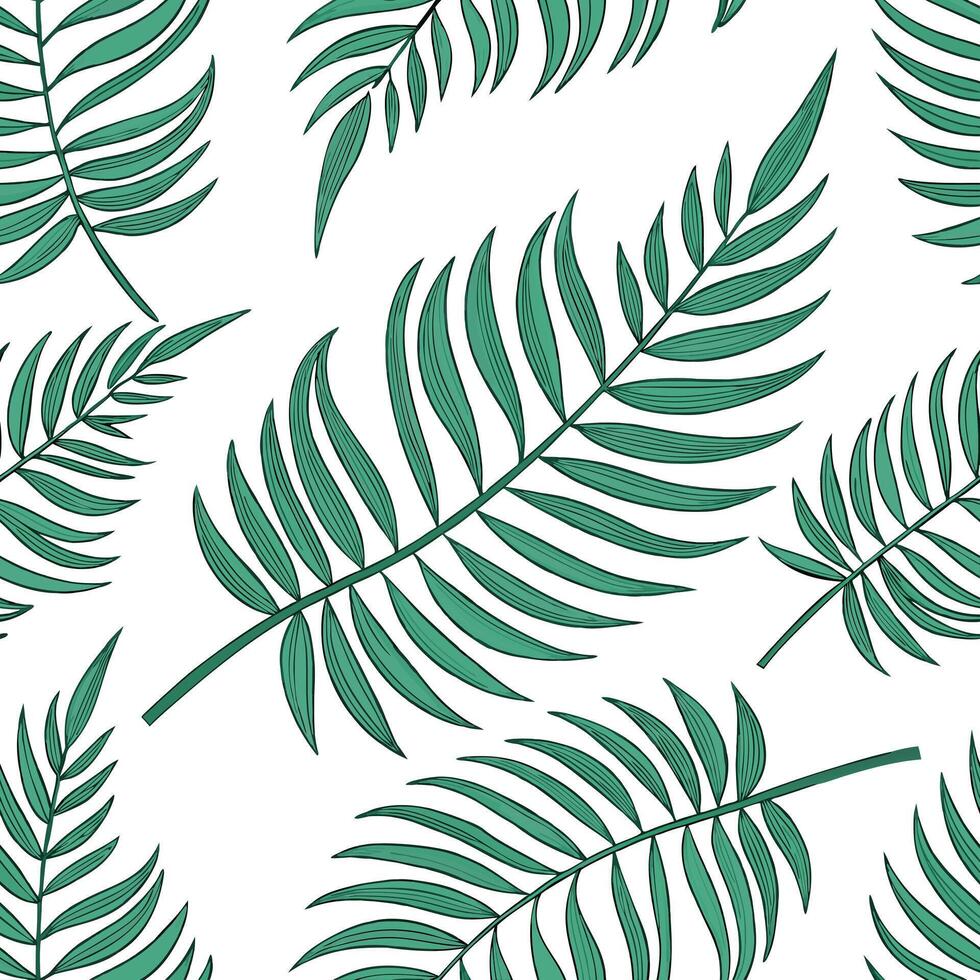 Tropical fern seamless tile pattern with vibrant green ferns and tropical leaves on a white background ideal for sunny kitchens concept as Vibrant green ferns and tropical leaves o Clean Pro 6 vector