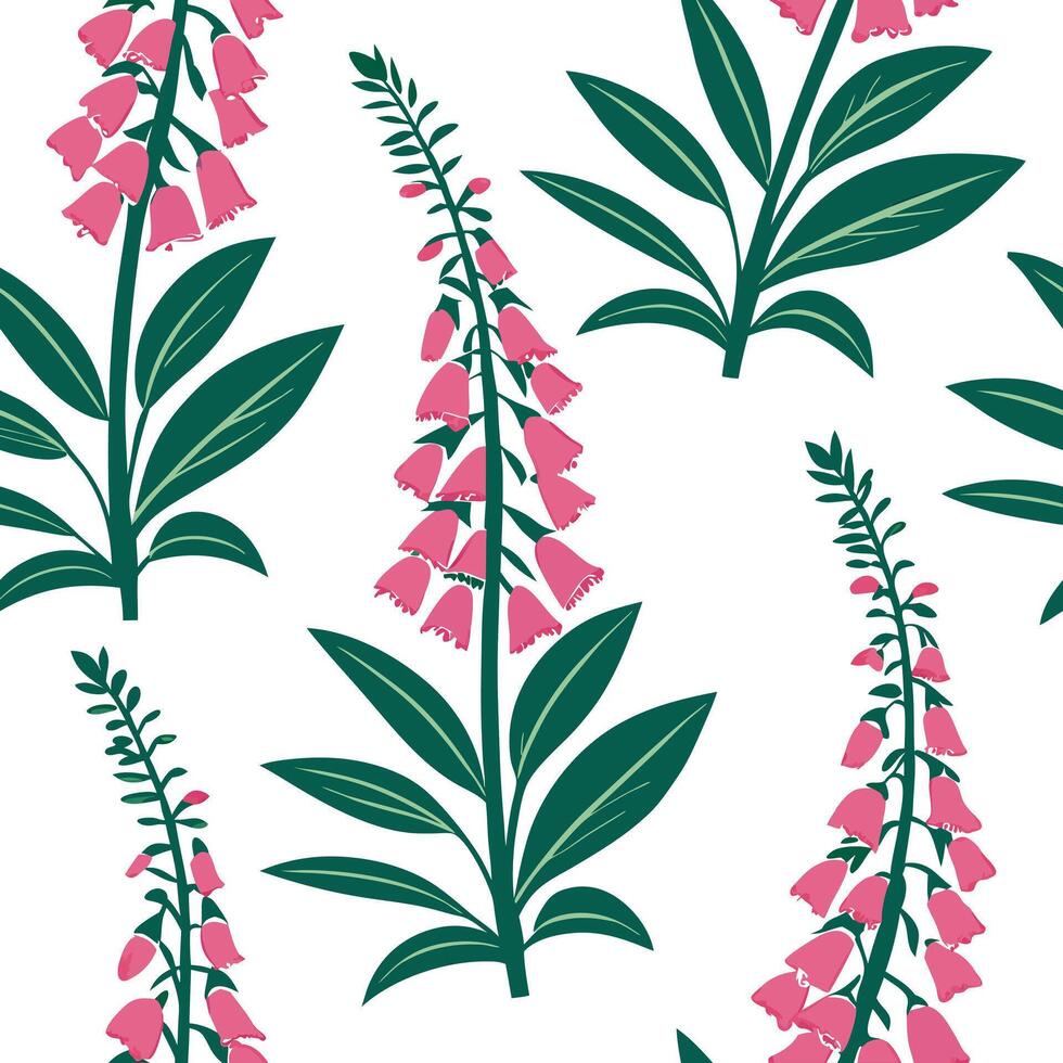 Tropical foxglove garden seamless tile pattern vibrant isolated white background perfect for summer themes beach decor merchandise concept as Seamless tile pattern featuring a vibr Clean Pro vector