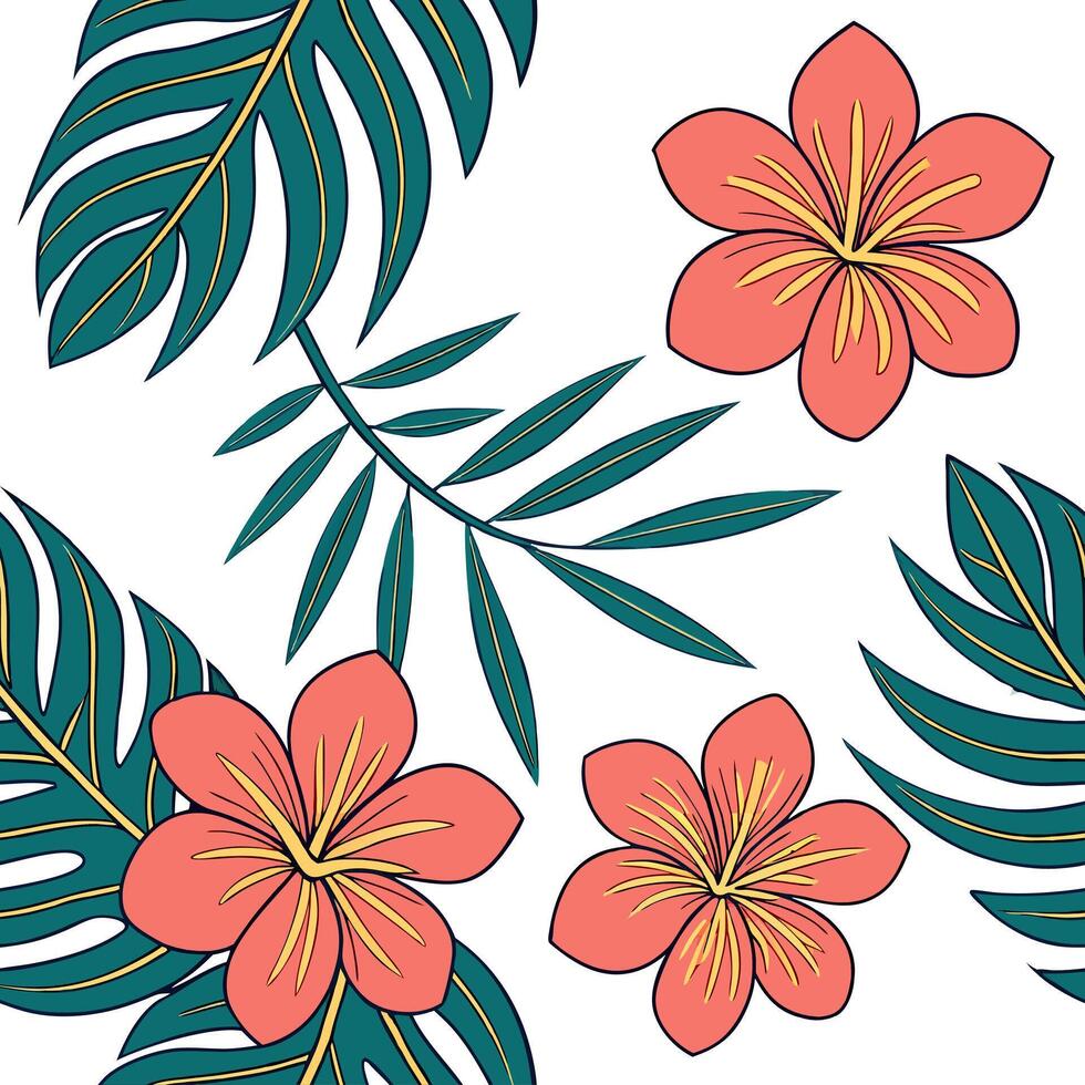 Tropical geranium seamless pattern with vibrant colors and exotic elements on white concept as Vibrant tropical geraniums with exotic elements forming a lively seamless pattern per Clean Pro vector