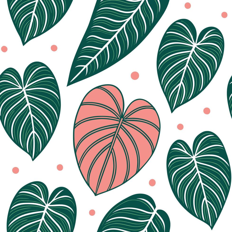 Tropical Pilea seamless pattern with vibrant colors and exotic elements on white concept as Vibrant tropical Pilea leaves with exotic elements forming a lively seamless pattern per Clean Pro vector