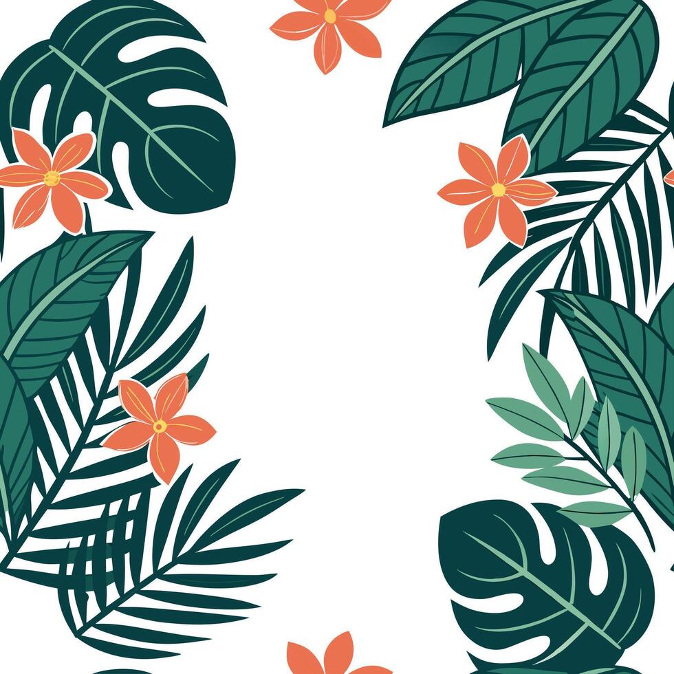 Tropical rainforest seamless tile pattern with dense foliage and vibrant floral accents for exotic home settings concept as Dense foliage and vibrant floral accents create tropical Clean Pro vector