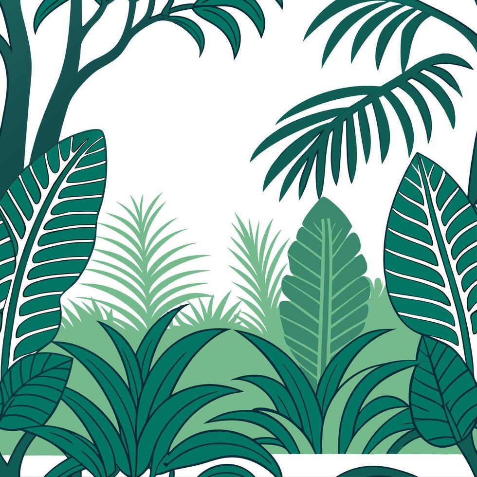 Tropical rainforest seamless tile pattern with dense foliage and vibrant floral accents for exotic home settings concept as Dense foliage and vibrant floral accents create tropical Clean Pro 2 vector