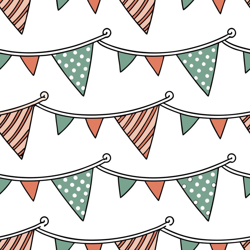 Upcycled Fabric Christmas Garland concept as A seamless minimal background featuring a repeating pattern of Christmas garlands made from upcycled fabric scraps in various colors an Clean Pro vector