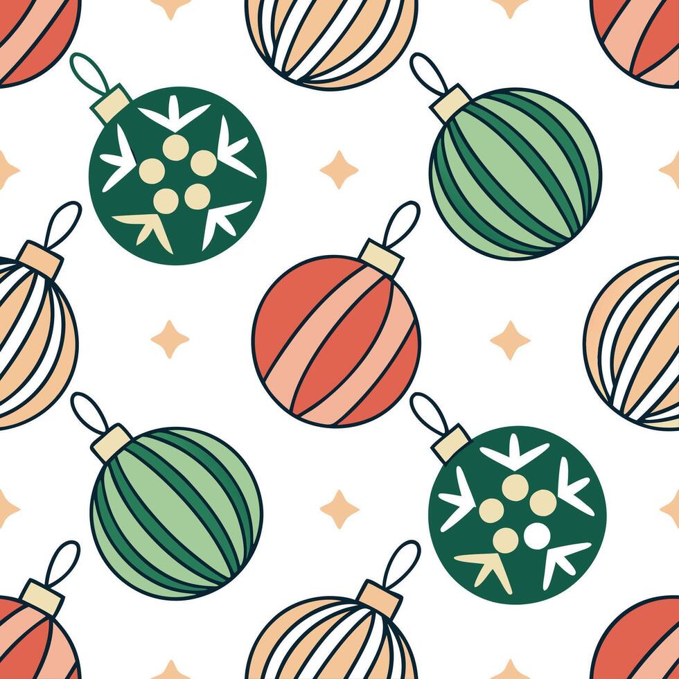 Upcycled Fabric Christmas Ornaments concept as A seamless minimal background featuring a repeating pattern of Christmas ornaments made from upcycled fabric scraps in various colors Clean Pro vector