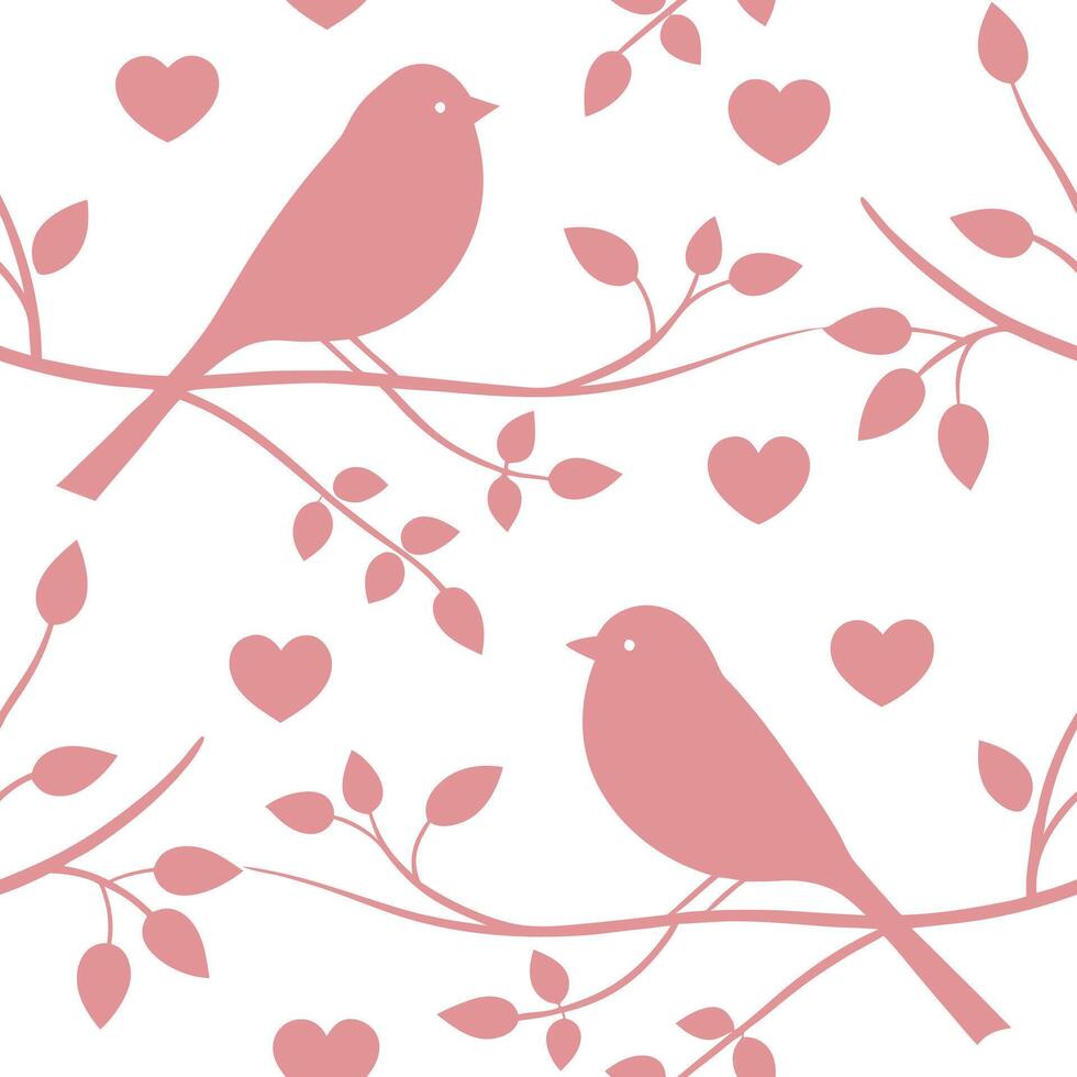 Valentine hearts and lovebirds seamless tile pattern with romantic elements and soft pink tones for charming decor concept as Romantic lovebirds and soft pink hearts arranged seaml Clean Pro 4 vector