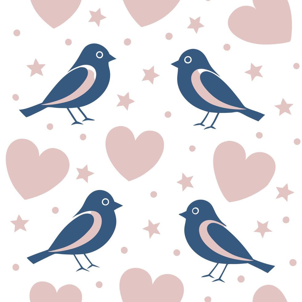 Valentine hearts and lovebirds seamless tile pattern with romantic elements and soft pink tones for charming decor concept as Romantic lovebirds and soft pink hearts arranged seaml Clean Pro 2 vector