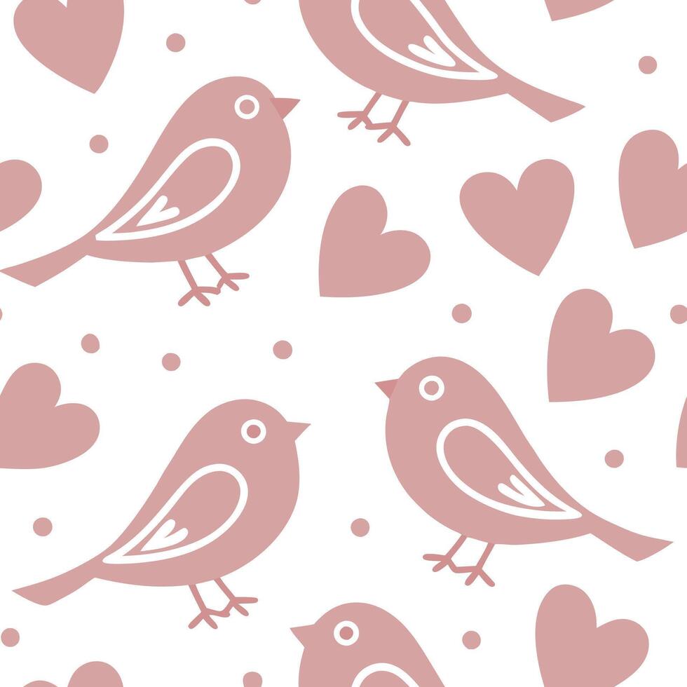 Valentine hearts and lovebirds seamless tile pattern with romantic elements and soft pink tones for charming decor concept as Romantic lovebirds and soft pink hearts arranged seaml Clean Pro 3 vector