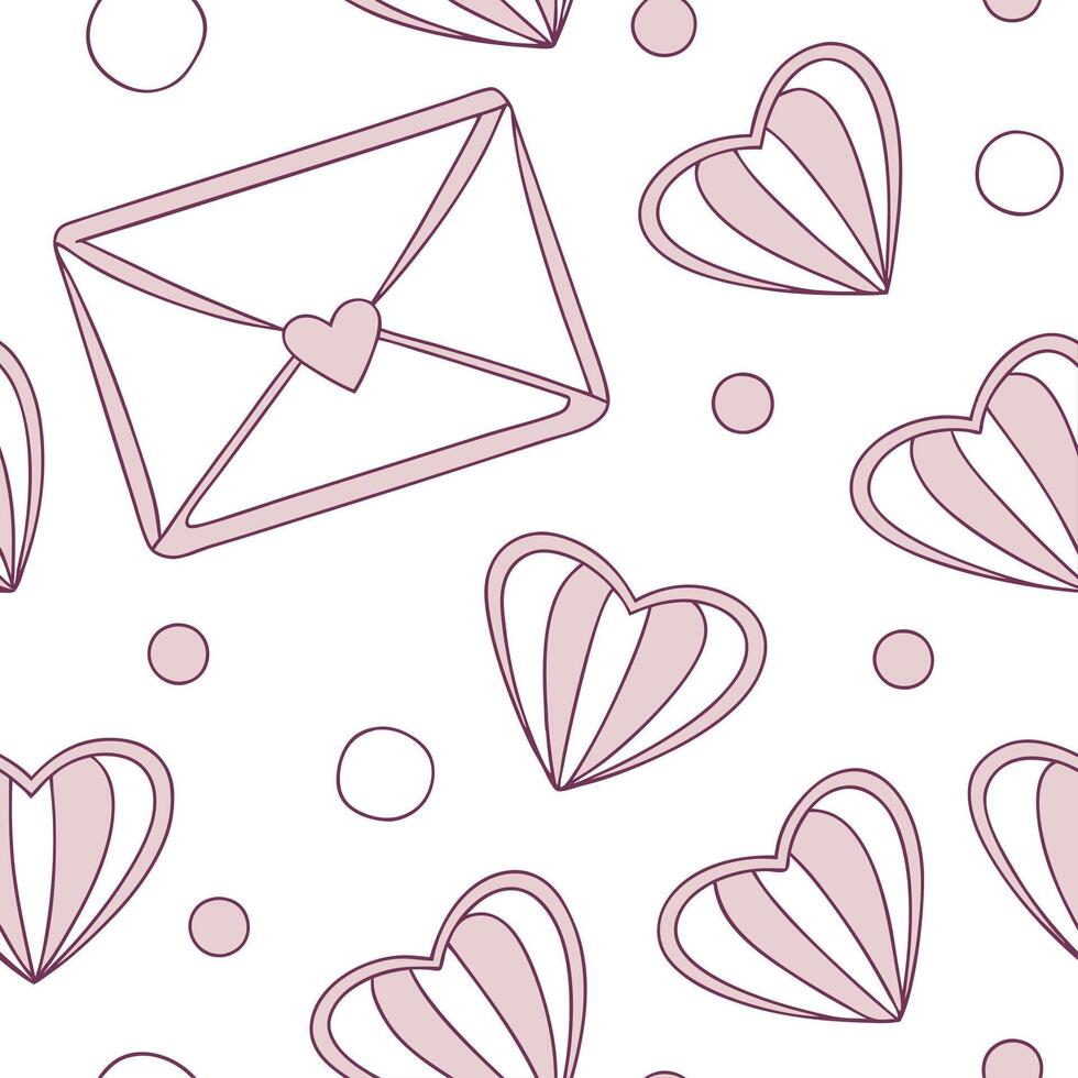 Valentine hearts and love letters seamless tile pattern with romantic scripts and pastel hues for elegant decor concept as Romantic script love letters and pastel hearts arranged s Clean Pro 3 vector