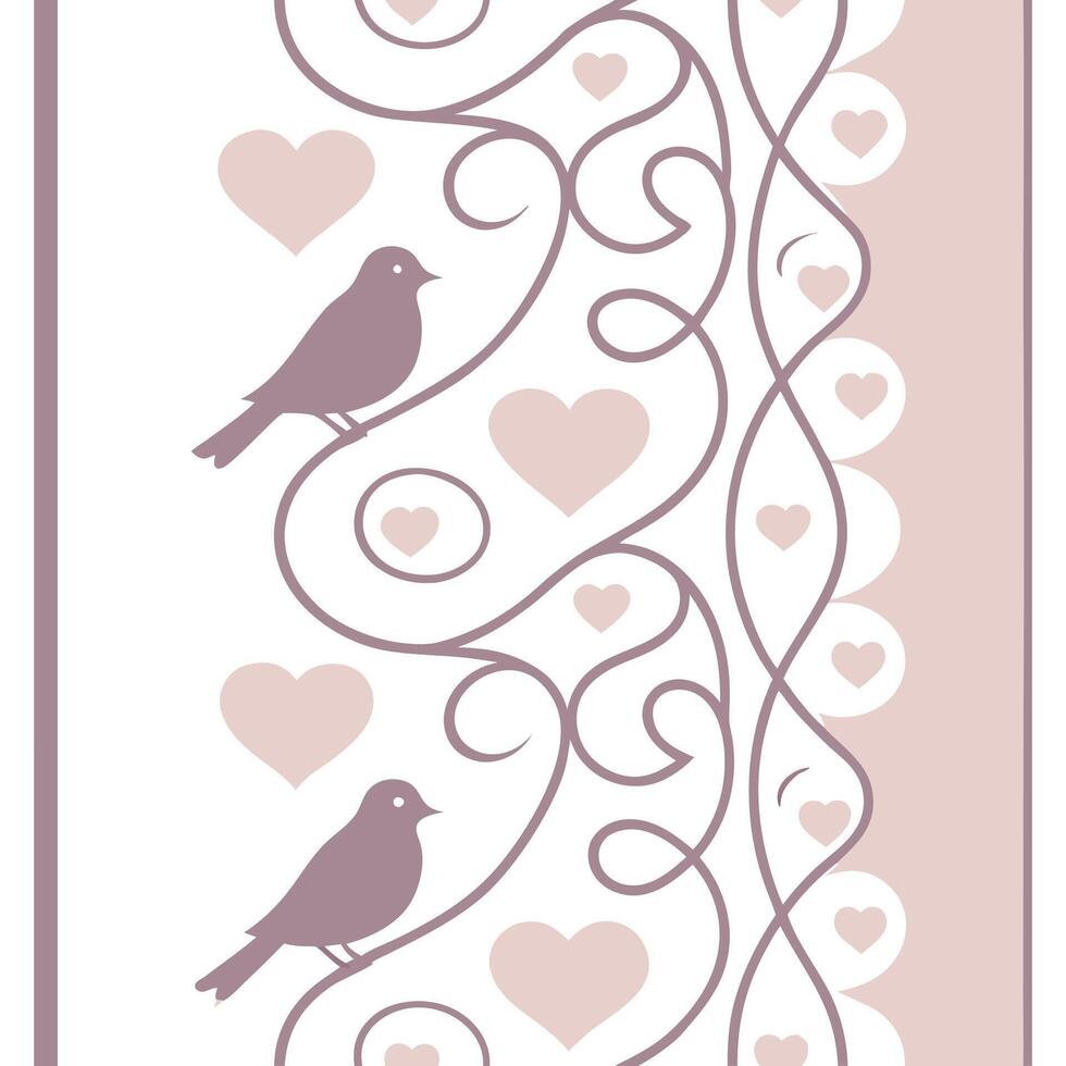 Valentine hearts and lovebirds seamless tile pattern with romantic elements and soft pink tones for charming decor concept as Romantic lovebirds and soft pink hearts arranged seaml Clean Pro vector