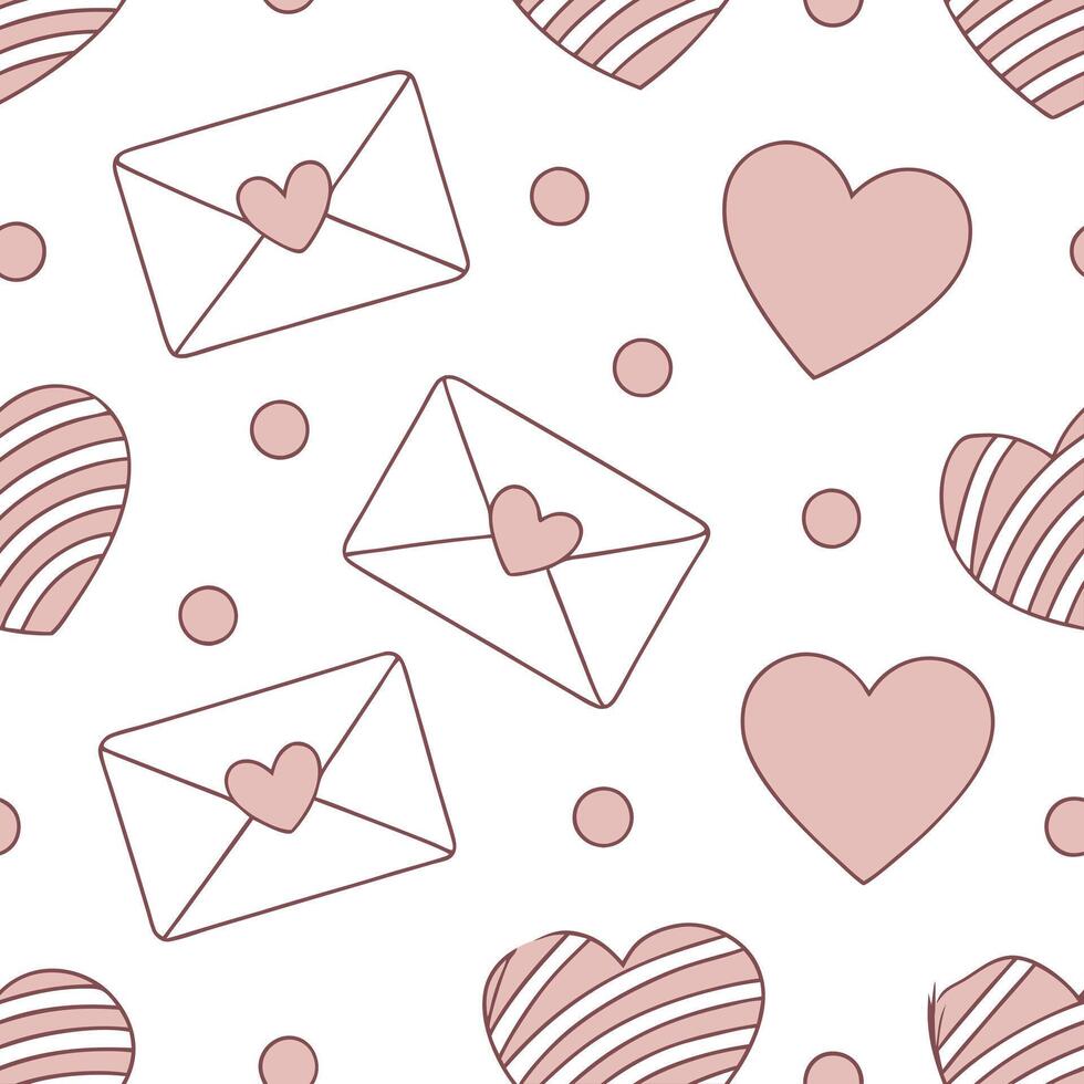 Valentine hearts and love letters seamless tile pattern with romantic scripts and pastel hues for elegant decor concept as Romantic script love letters and pastel hearts arranged s Clean Pro 6 vector