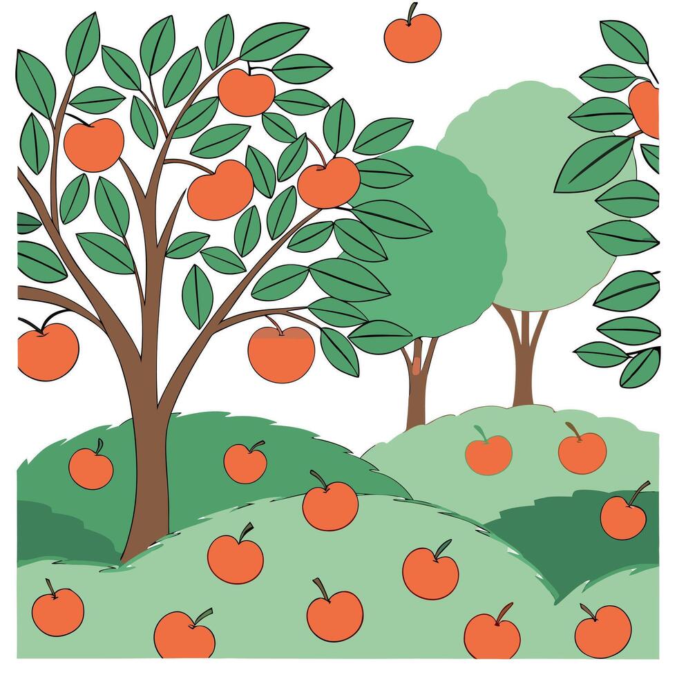 Vibrant apple orchard seamless tile pattern with ripe apples green leaves and autumn hues concept as Ripe apples and green leaves in autumn hues create a vibrant apple orchard seam Clean Pro vector