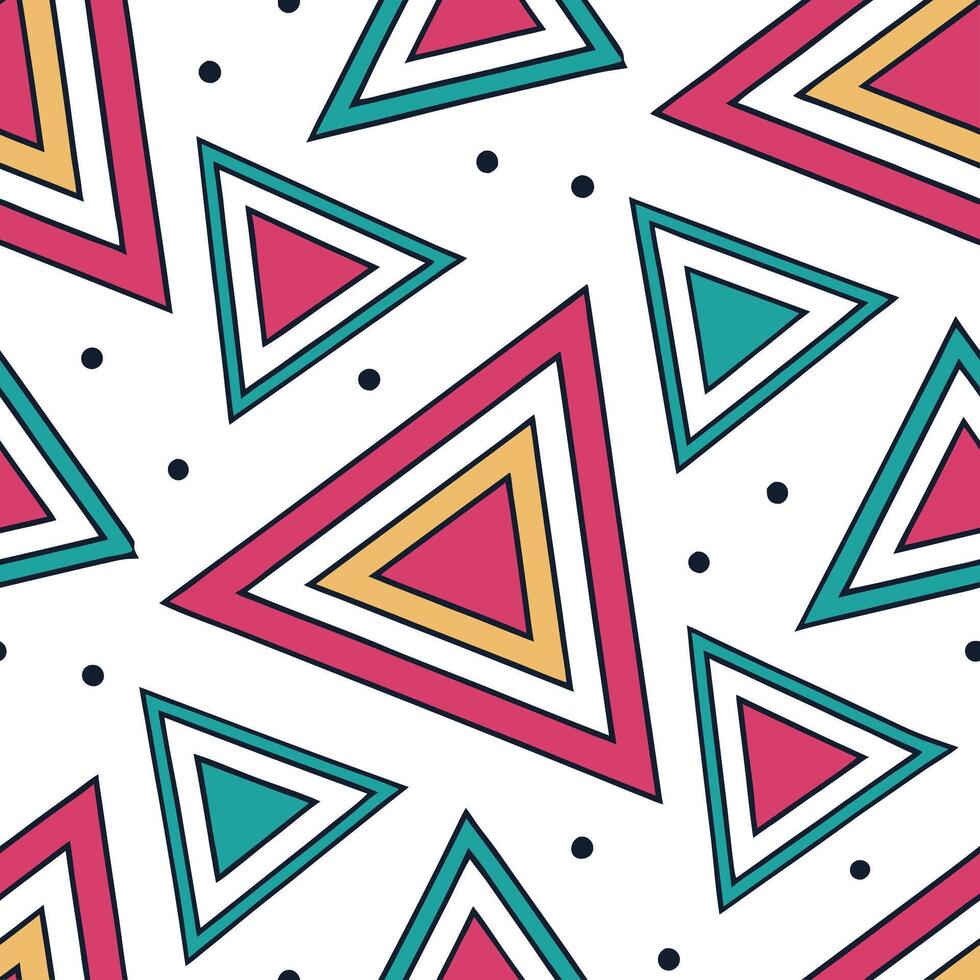 Vibrant triangle seamless pattern with bold geometric shapes on white background concept as Bold and vibrant triangle shapes forming seamless pattern ideal for modern and dynamic d Clean Pro vector