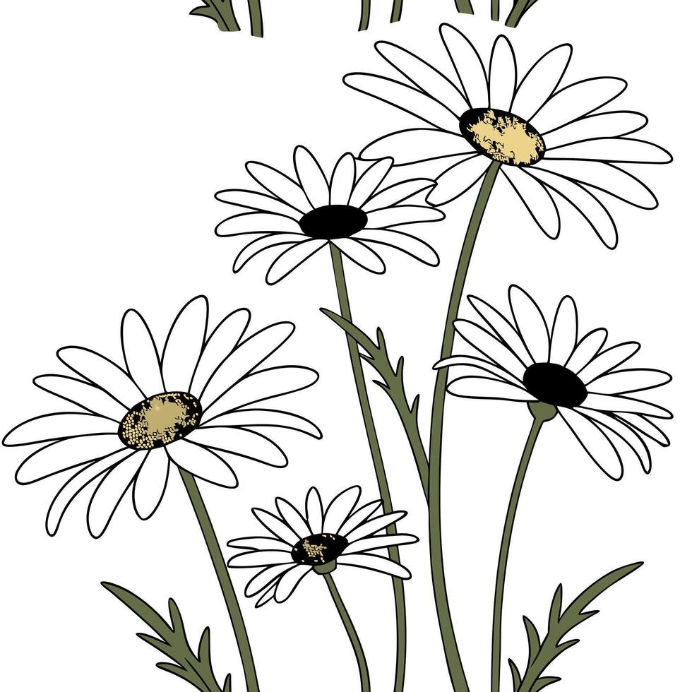 Vintage daisy seamless tile pattern with antique white daisies and muted tones perfect for classic living rooms concept as Antique white daisies and muted tones create vintage seam Clean Pro vector