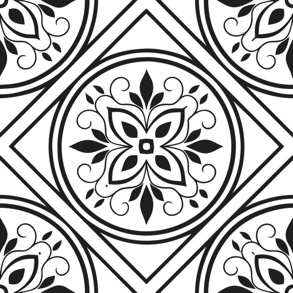 Vintage floral frame seamless tile pattern with intricate designs and classic elegance concept as Intricate vintage floral frames create seamless tile patterns adding classic elega Clean Pro vector