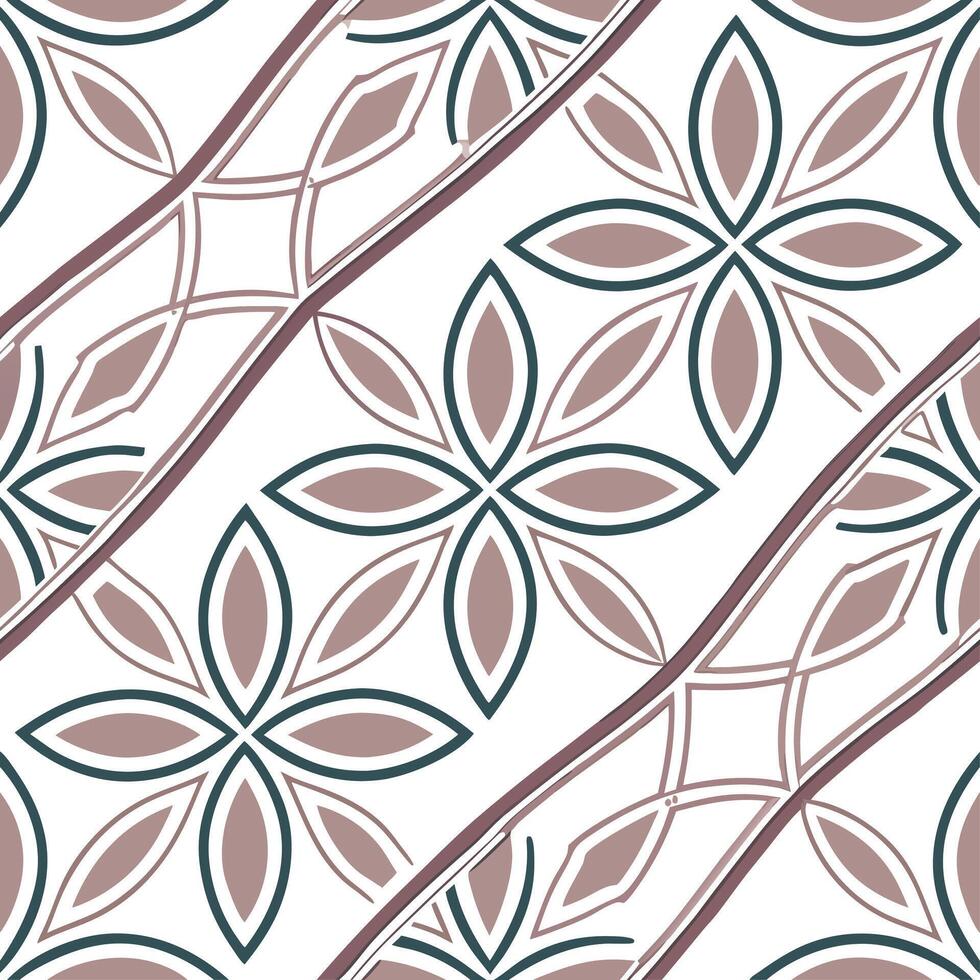 Vintage inspired retro geometric seamless tiles muted tones on white background perfect for elegant spaces concept as Creating vintage inspired seamless tile with retro geometric p Clean Pro vector
