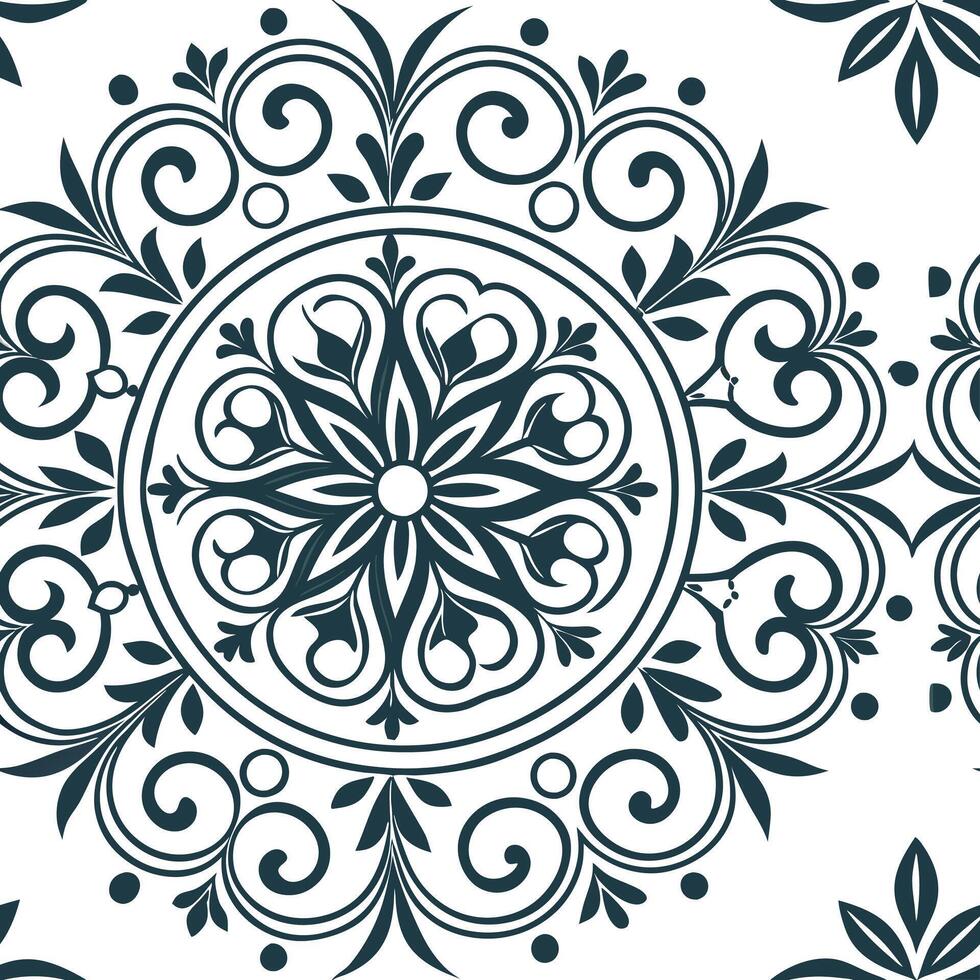 Vintage medallion seamless tile pattern ornate details isolated white background perfect for classic home decor concept as Creating seamless tile pattern featuring vintage medallio Clean Pro 10 vector