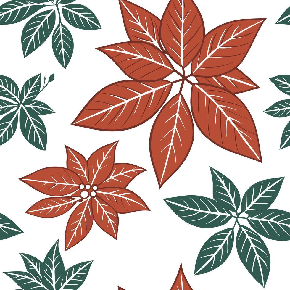 Vintage poinsettia seamless tile pattern with antique red hues and muted greens perfect for classic living rooms concept as Antique red hues and muted greens create vintage seamles Clean Pro vector