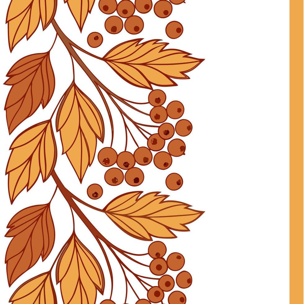 Warm autumn berries and leaves seamless tile pattern with rich reds oranges and browns concept as Rich red orange and brown berries and leaves create a warm autumn berries seamless Clean Pro vector