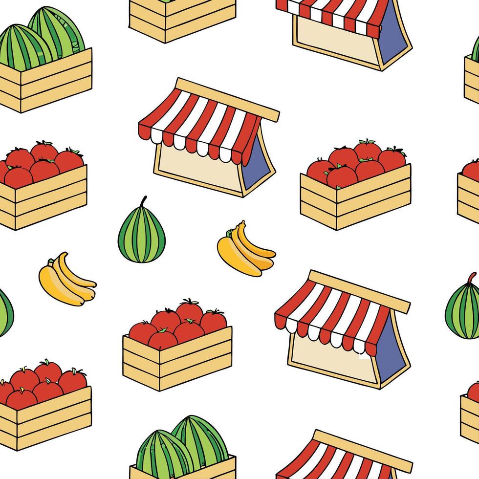Watercolor tiles seamless background featuring fruits and vegetables for World Food Day concept as Camera movement Slow zoom into the detailed watercolor tiles Scene A colorful ar Clean Pro 9 vector