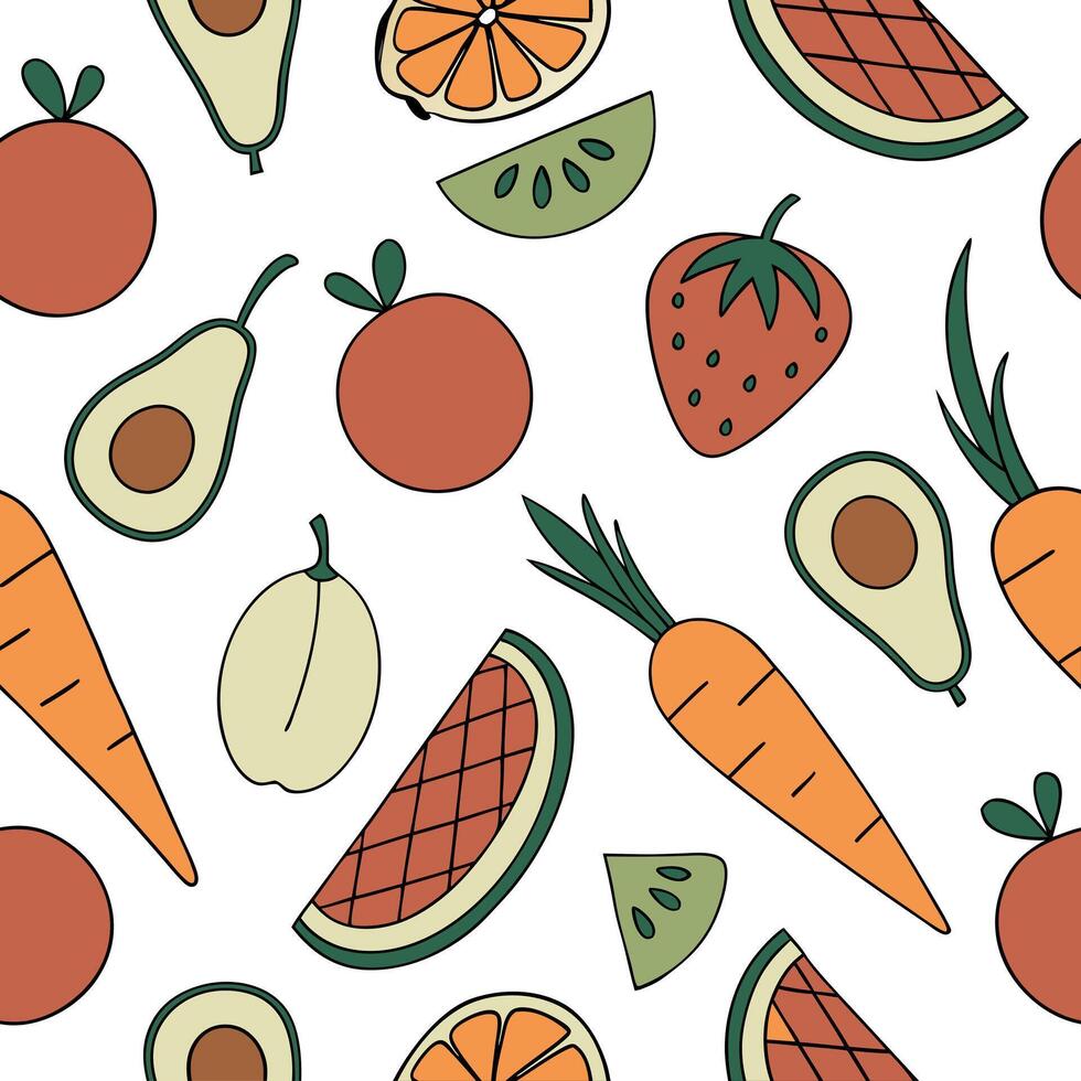 Watercolor tiles seamless background featuring fruits and vegetables for World Food Day concept as Camera movement Slow zoom into the detailed watercolor tiles Scene A colorful ar Clean Pro 12 vector