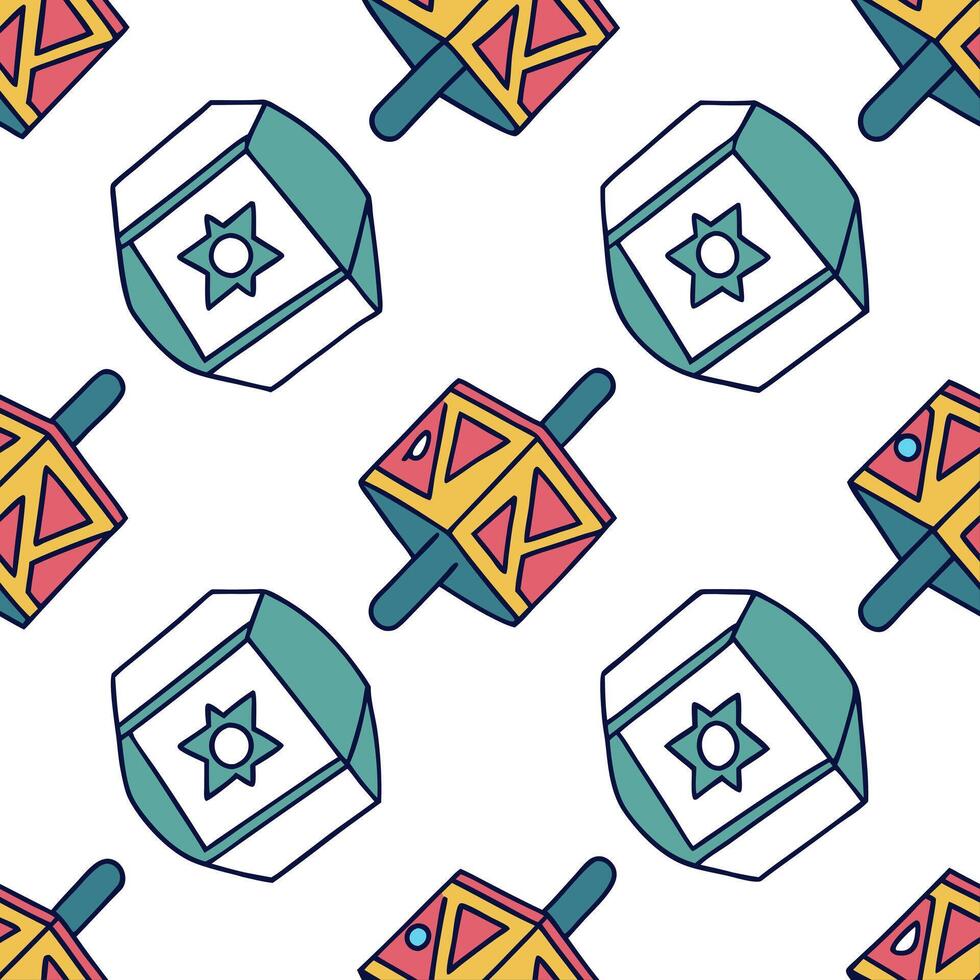 Watercolor tiles with Hanukkah dreidels made from upcycled fabrics concept as A seamless pattern of watercolor tiles featuring Hanukkah dreidels crafted from upcycled fabrics refle Clean Pro vector