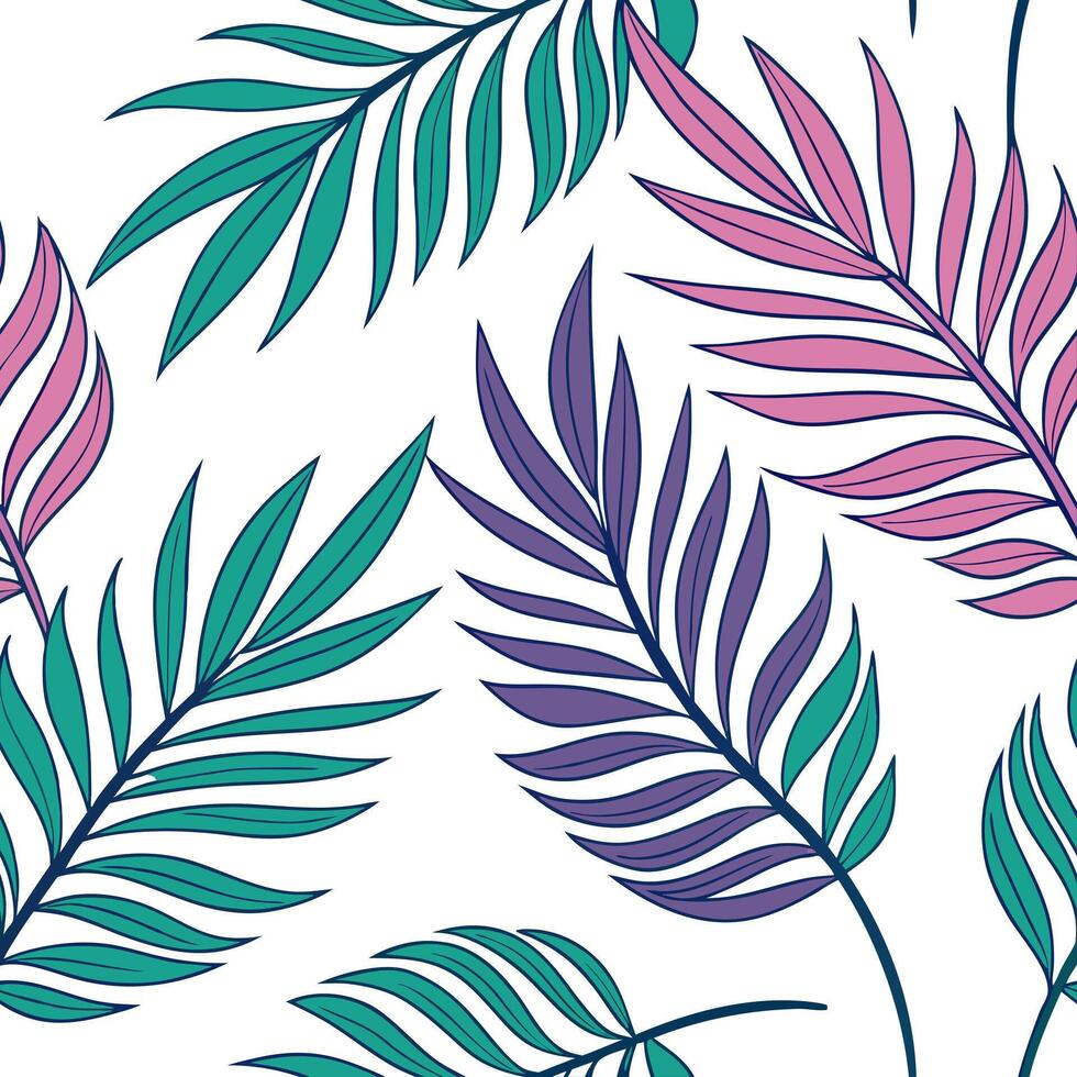 Watercolor tiles with tropical palm leaves concept as Seamless watercolor tiles featuring vibrant tropical palm leaves perfect for creating a lively and exotic gift wrapping paper Clean Pro vector