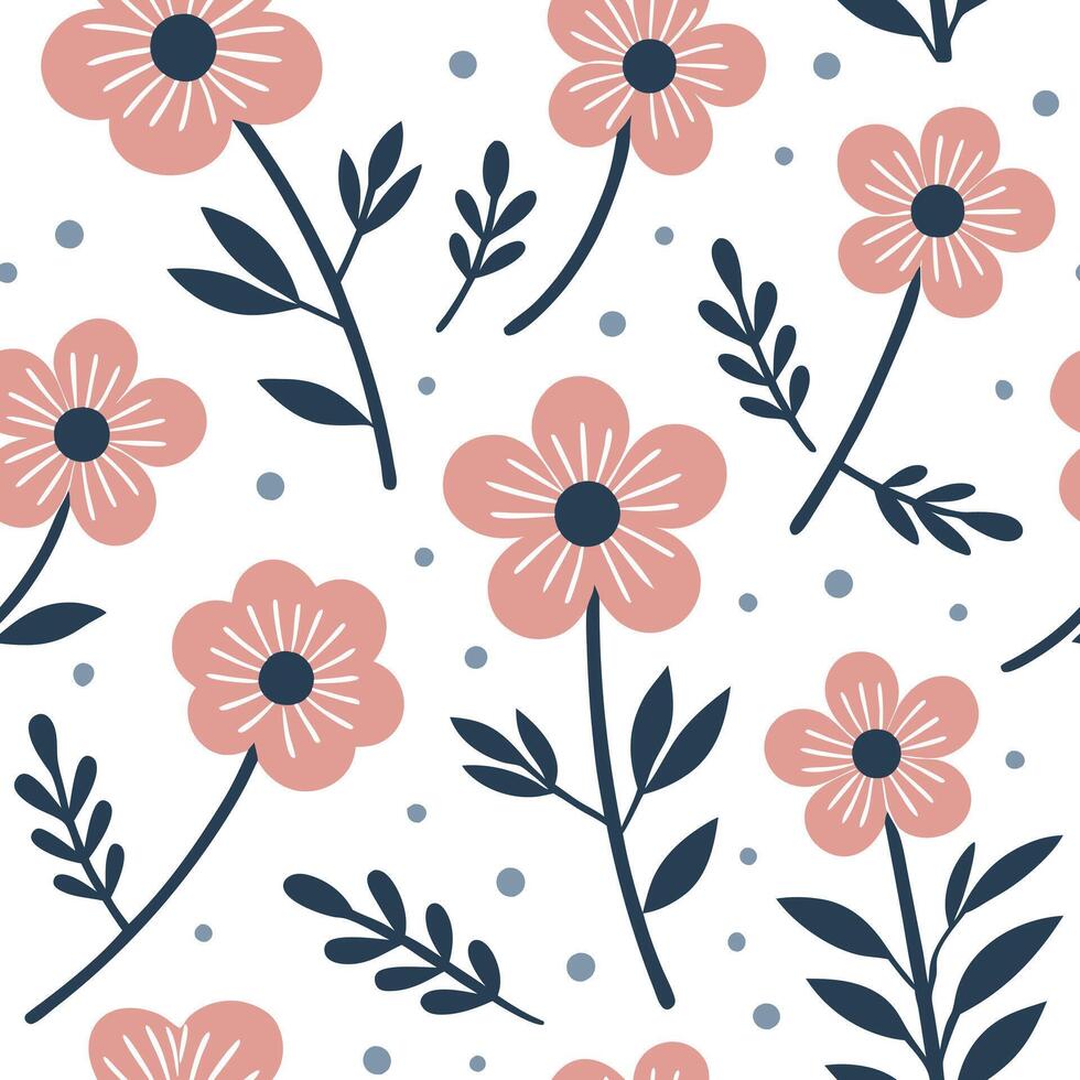 Whimsical Anemone seamless pattern with playful elements and soft colors on white concept as Playful whimsical Anemone flowers with soft pastel colors creating fun seamless pattern Clean Pro vector