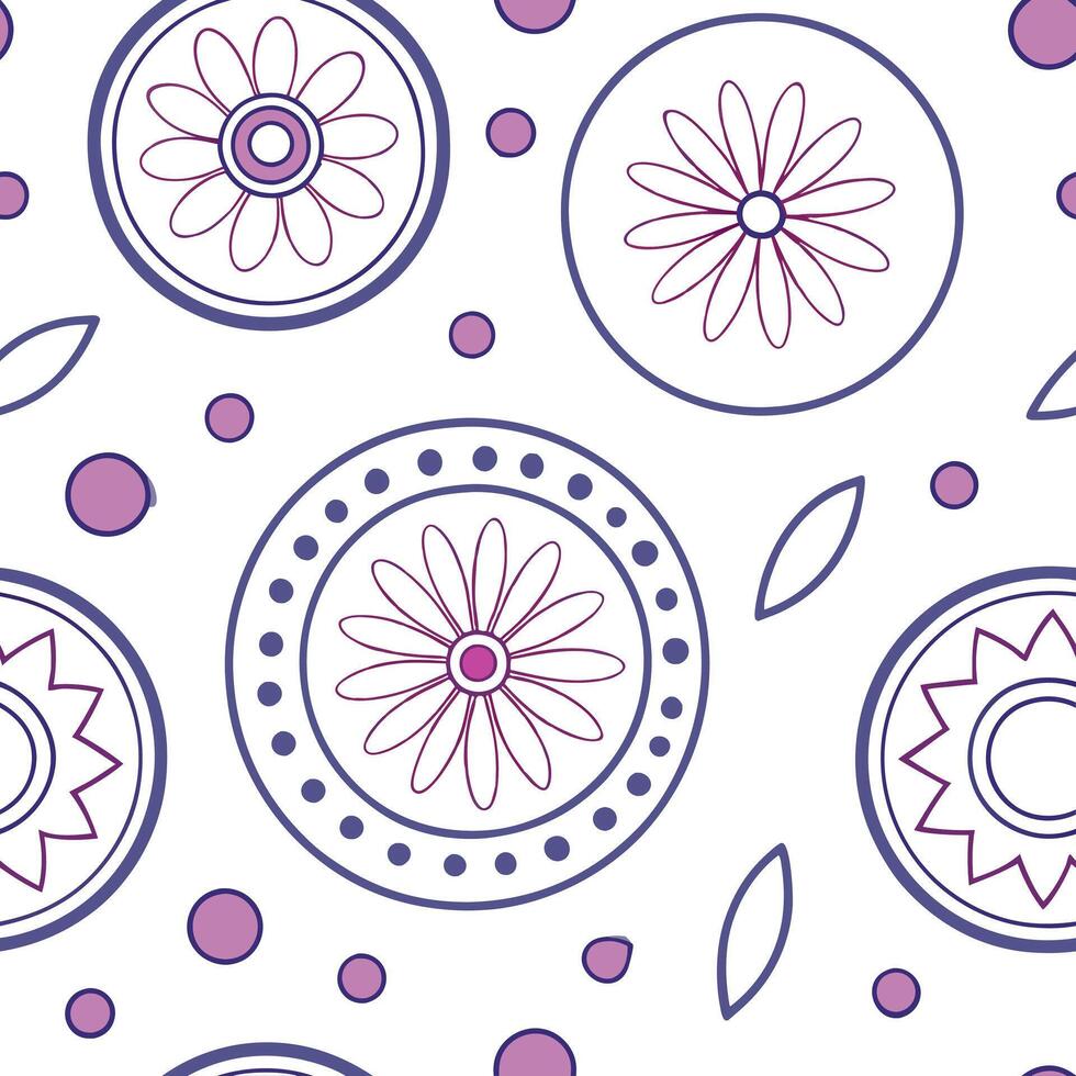 Whimsical hand painted circle tile pattern with artistic brush detail on white for fun illustrations concept as Loose hand painted circles featuring playful brush details forming a Clean Pro vector