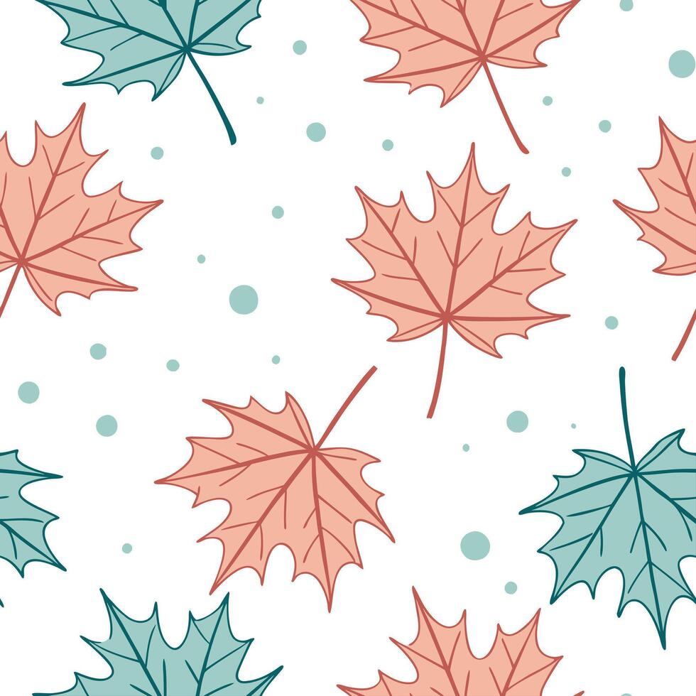 Whimsical watercolor maple leaves seamless pattern with pastel splashes and drips on white concept as Whimsical watercolor maple leaves with pastel splashes and drips forming a pla Clean Pro vector
