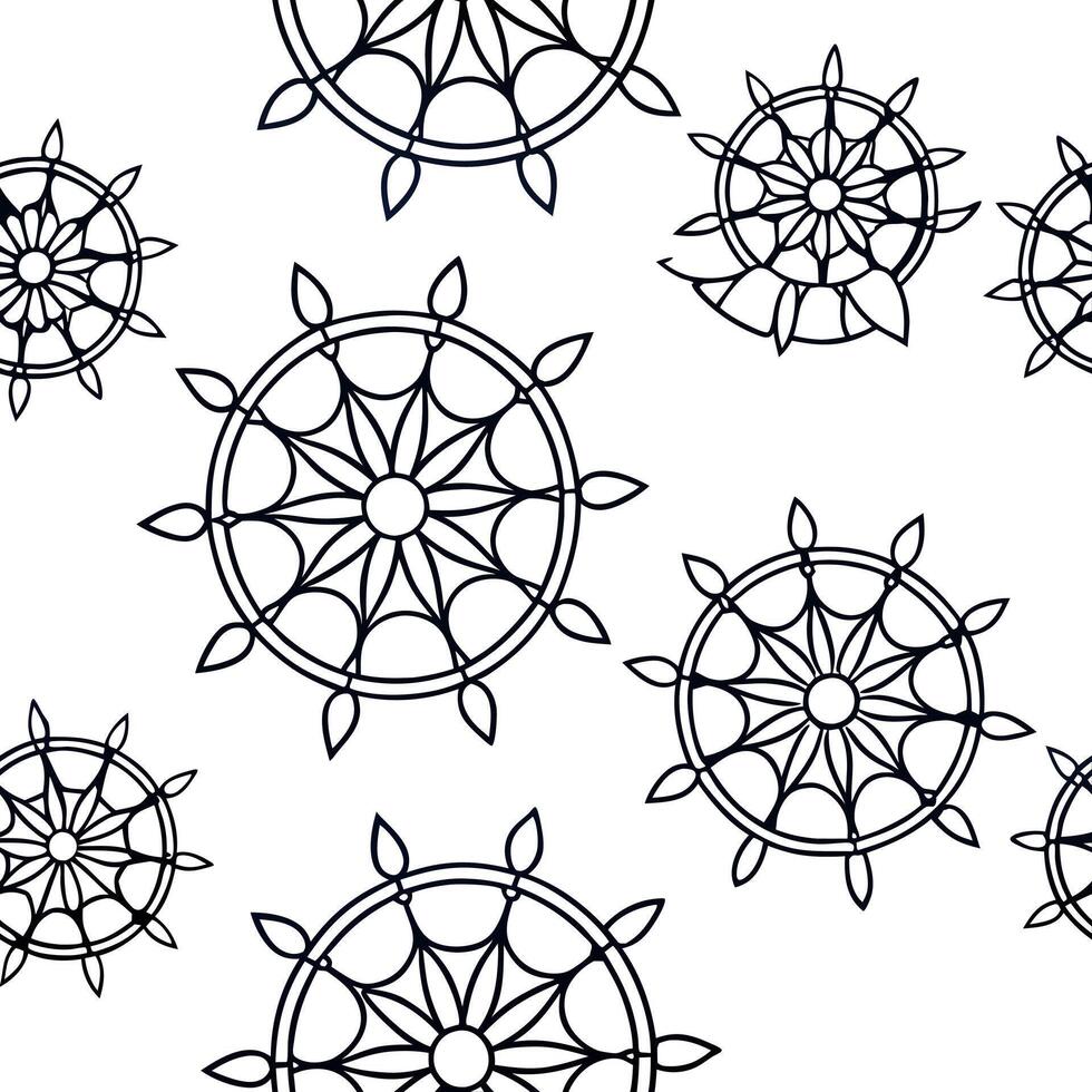 White mindfulness mandala tiles concept as Seamless pattern of simple white mandala outlines Camera slowly rotates around the mandalas suggesting meditation Symbolizes mindfulnes Clean Pro vector
